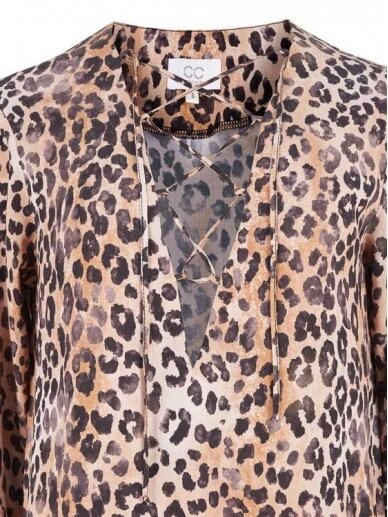 COOCOOMOS Betina leopardo rašto  šilkinė mini suknelė 5