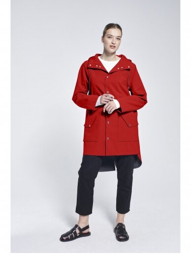 Ducktail Raincoats RAUDONAS CITY LIETPALTIS – tvarios medžiagos