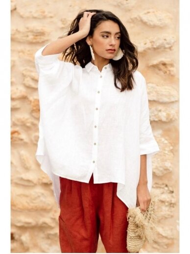 Magic linen balti lininiai marškiniai LIGHTWEIGHT LINEN SHIRT HANA IN WHITE