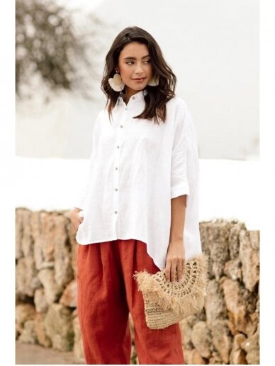 Magic linen balti lininiai marškiniai LIGHTWEIGHT LINEN SHIRT HANA IN WHITE 5