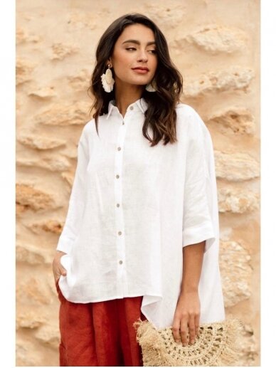 Magic linen balti lininiai marškiniai LIGHTWEIGHT LINEN SHIRT HANA IN WHITE 1