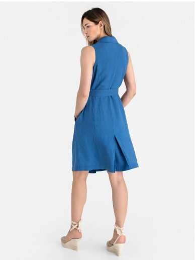 Magic Linen klasikinio modelio mėlyna lininė suknelė LISBON IN COBALT BLUE 2