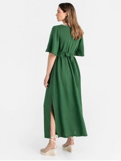 Magic Linen  žalia romantiško stiliaus lininė suknelė AGRA IN GREEN 1