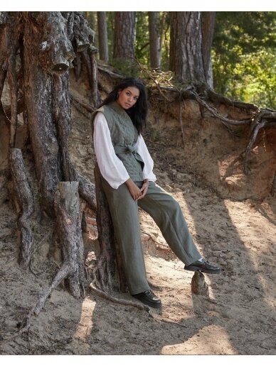 Magic Linen lininė liemenė LINEN QUILTED VEST FONNI IN DARK GREEN 6