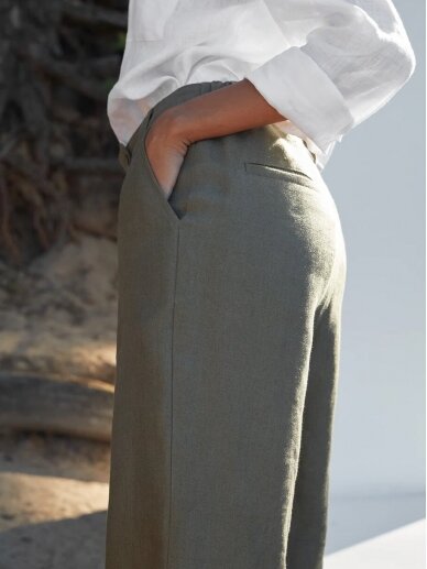 Magic linen  tamsiai žalios lininės kelnės LINEN PANTS NAPLES IN DARK GREEN