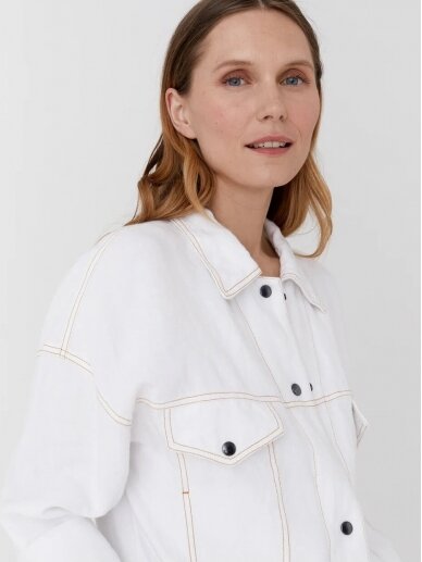 Magic Linen  šviesus lininis švarkelis CROPPED LINEN JACKET LEURA IN WHITE 1