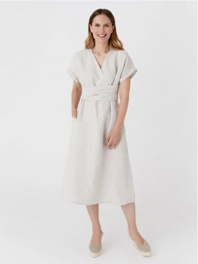 Magic Linen  lino spalvos midi ilgio  lininė suknelė MIDI LINEN DRESS BOHOL IN NATURAL MELANGE 1