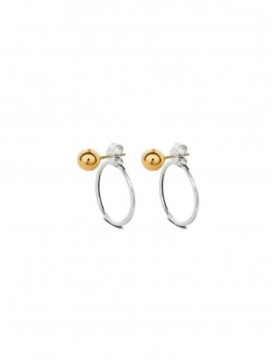 NO MORE auskarai CHORD EARRINGS MIX PAIR WITH GOLD BUBBLE