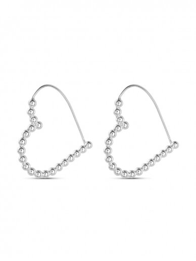 NO MORE  sidabriniai auskarai BOLD HEART HOOPS SILVER