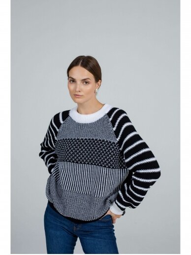 ROBI AGNES  raštuotas merino vilnos megzinis SWEATER ‘NOELLE’ juodas 1